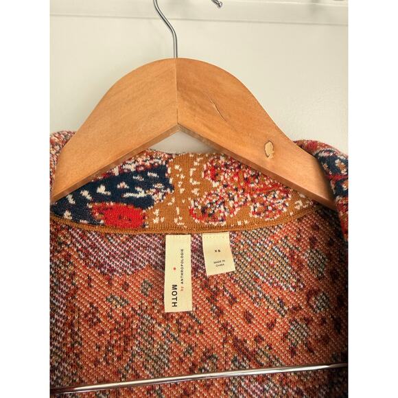 Moth By Anthropologie XS Retro Intarsia Paisley Boho 3/4 Sleeve Blazer Jacket - Picture 5 of 6